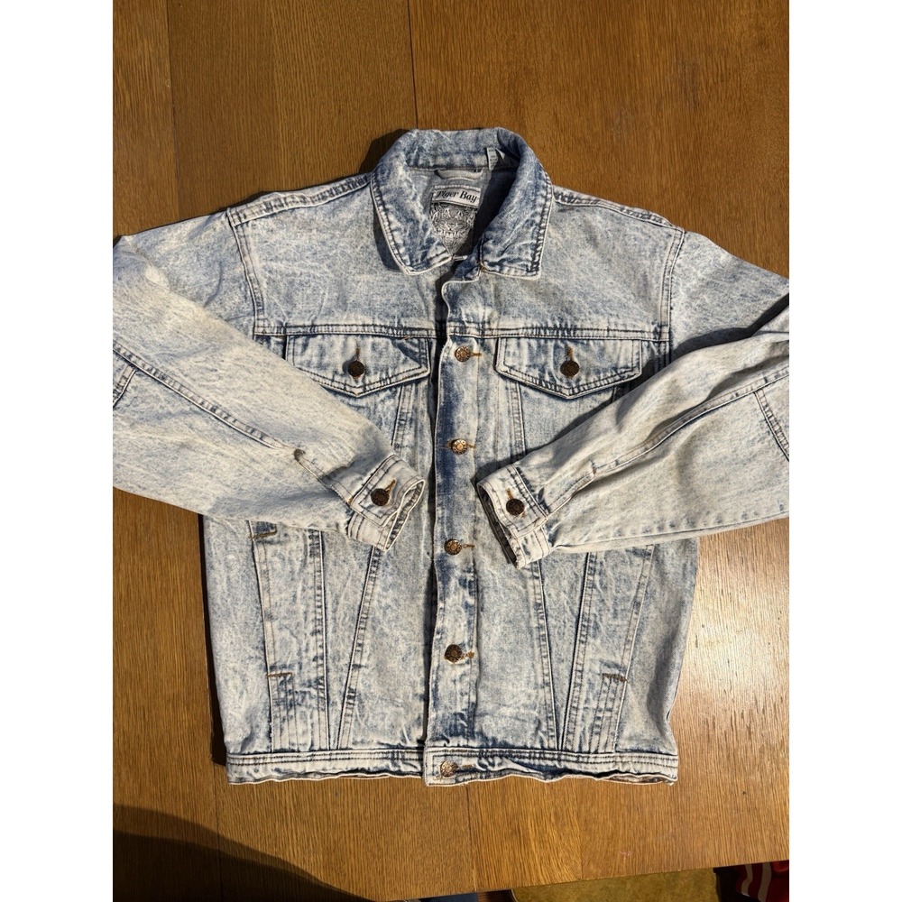 Vintage 1980s Tiger Bay Acid Wash Denim Jacket Youth‎ XL 18-20 Men Women Rock